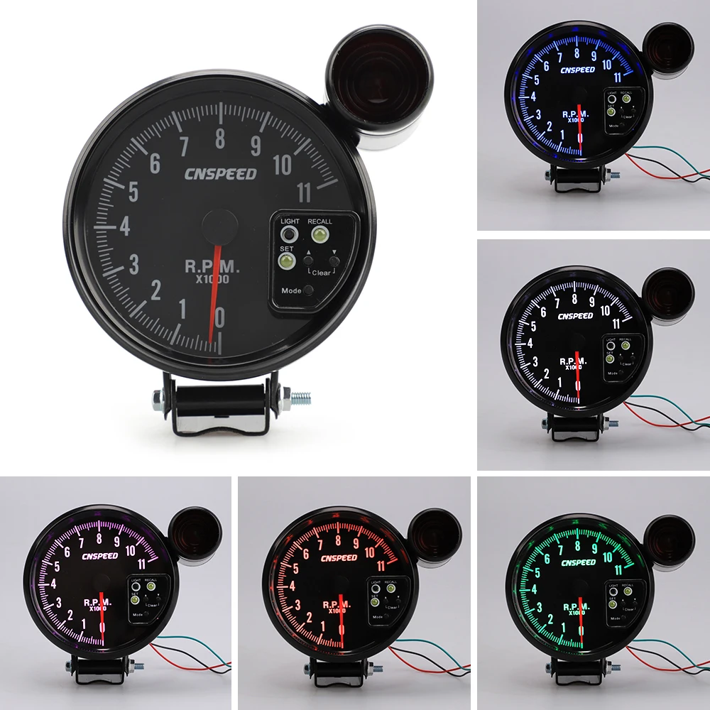 12v 5 Inch RPM Meter Racing Car Gauge Tachometer 11000k With Led Shift Light 7 Color Displaying For 4 6 8 Cylinder Vehicles