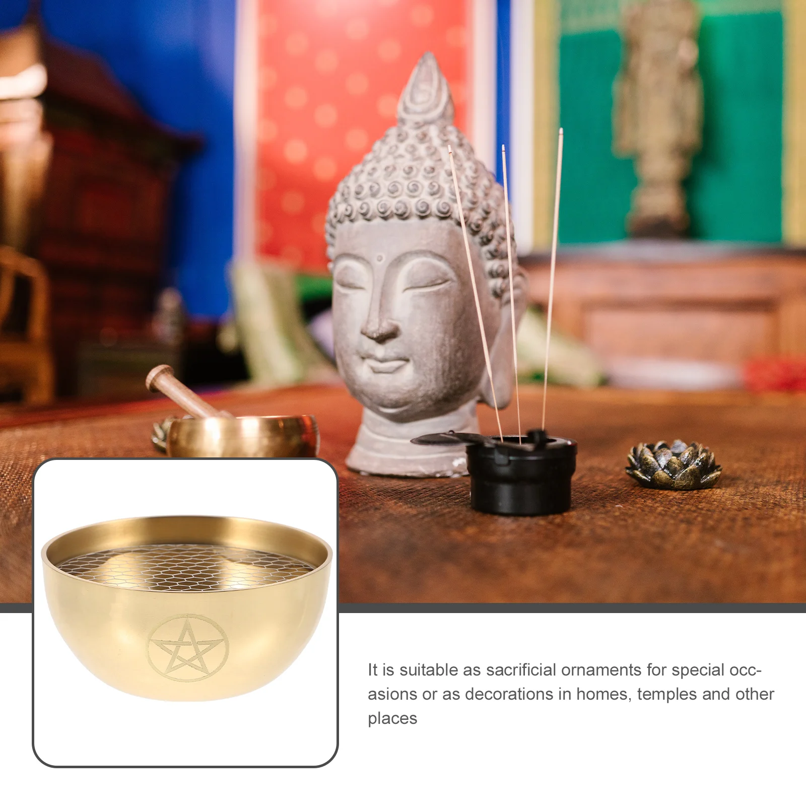 

1 pcs Aromatherapy Copper Bowl Creative Brass Offering Bowl for Religious Sacrifice Ritual Decoration Worship Party Supply