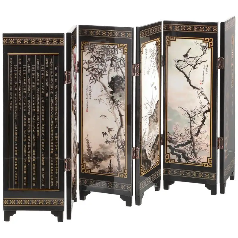 

Mini Screen Folding Screen Wall Divider Decor Chinese Style Home Living Room Study Table Wall Divider Decoration Screen