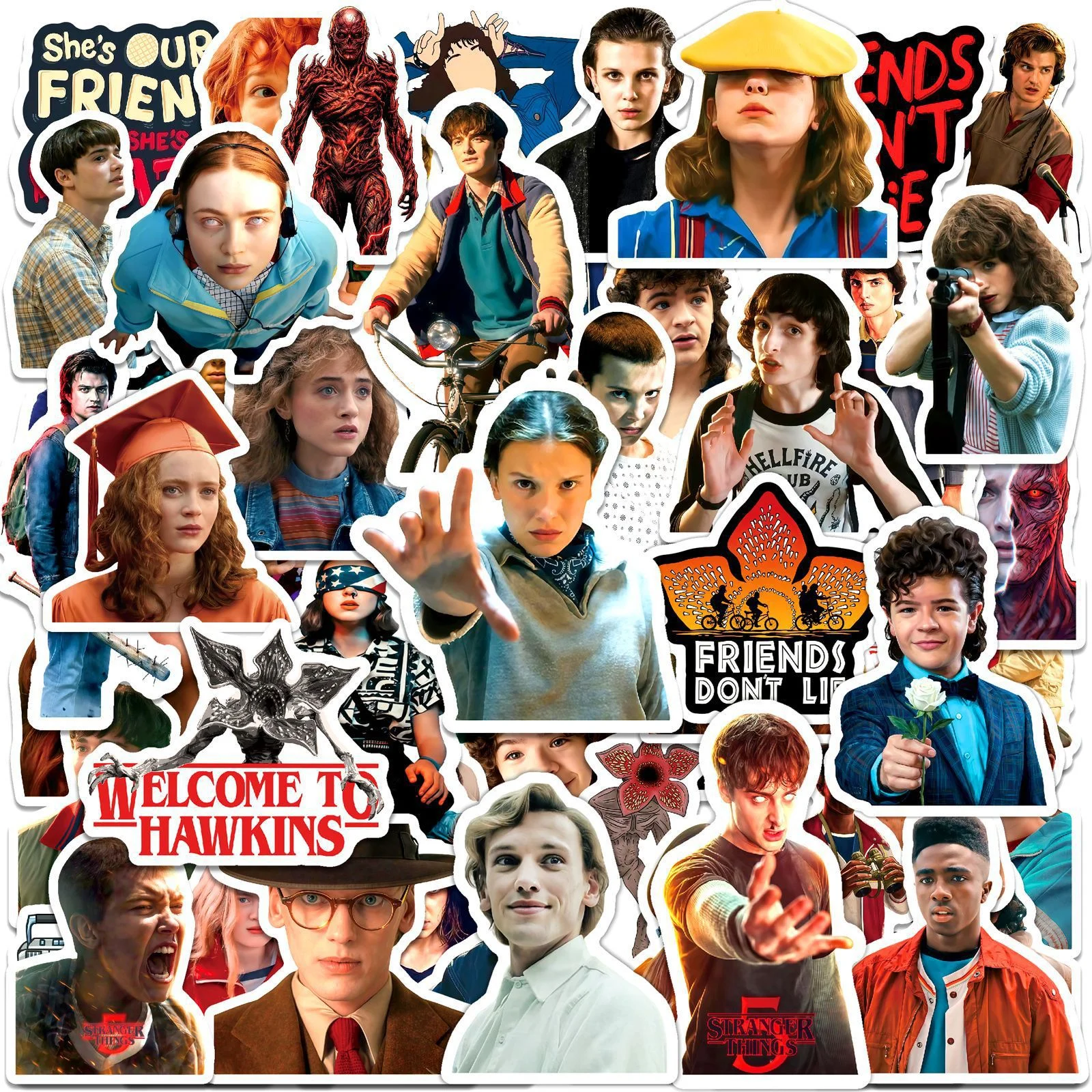 60 Adesivos de Filmes de Terror, Adesivos de Graffiti de Desenhos Animados, Adesivos Demogorgon, Decalques Impermeáveis para Celular e Bagagem