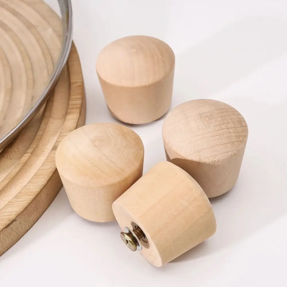 Wooden Pot Lid Handle Universal Replacement Kitchen Cookware Handgrip Insulated with Screw Washer Lib Cover Knob Cap