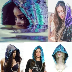 Fashion Hat Sequin Caps Halloween Party Rave Hood Hats for Adults Sequin Halloween Party Hat