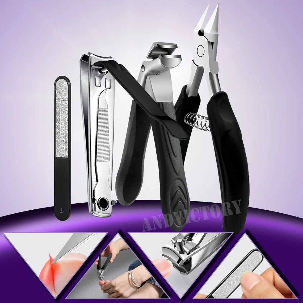 

1/2/4Pcs/set Toenail Nail Clippers for Thick Toenails Toe Nail Clippers Thick Nails Heavy Duty Angled Head Nail Clippers Kit