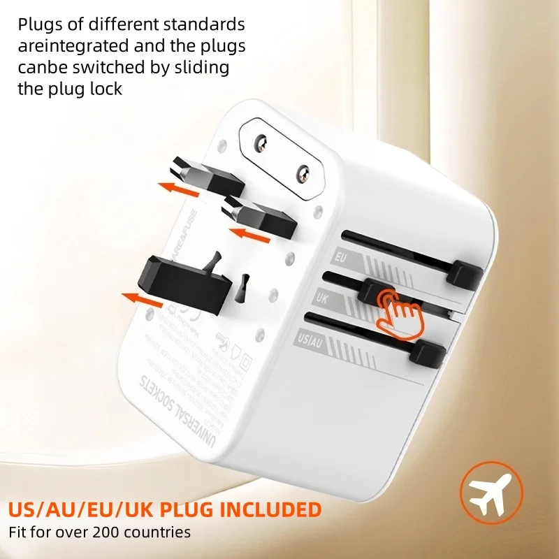 LDNIO Universal Travel Adapter Charger 65W 20W USB Type C Converter Plug Adapter for EU UK US AU Korea Brazil Saudi 224+Countrie
