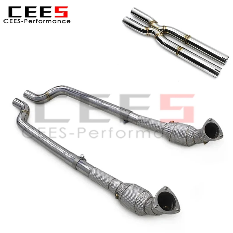 CEES Exhaust Downpipe X Pipe for Maserati Gran Turismo GT 4.2/4.7 2008-2023 Stainless Steel Exhaust Pipe Competition Downpipe