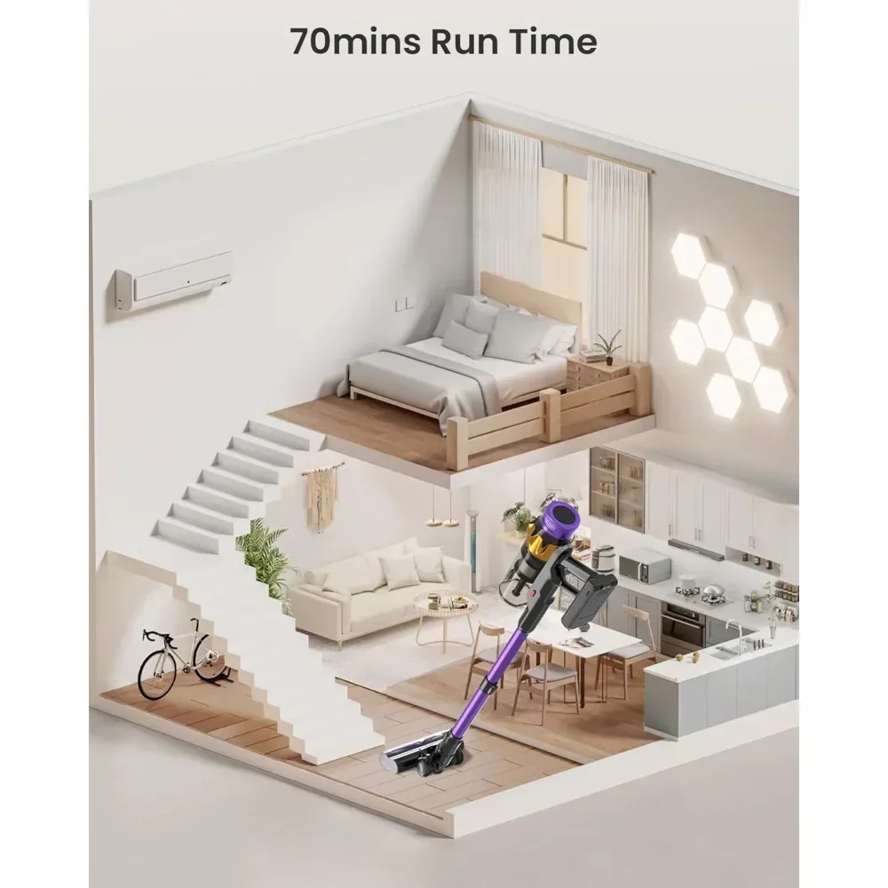 

Хит продаж: Настраиваемый беспроводной пылесос, 550 Вт, 45 кПа, 70 минут работы, для дома, вертикальный беспроводной пылесос с функцией самоочистки