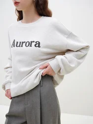 FSLE Korean Style Casual Cozy Sweatshirt for Women Autumn and Winter 2023 New Loose Round Neck Letter Print Pullover Female