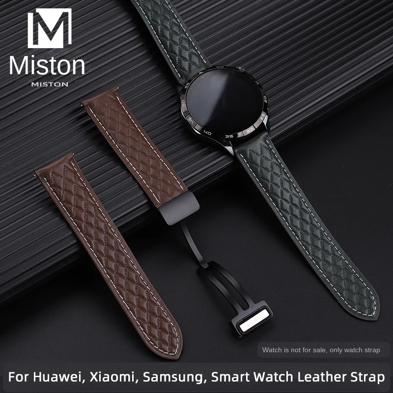 

Advanced diamond plaid 20/22mm For Huawei leather strap GT4 watch3/4Pro Xiaomi1/2/Color Samsung S3/Galaxy Garmin SmartWatch band