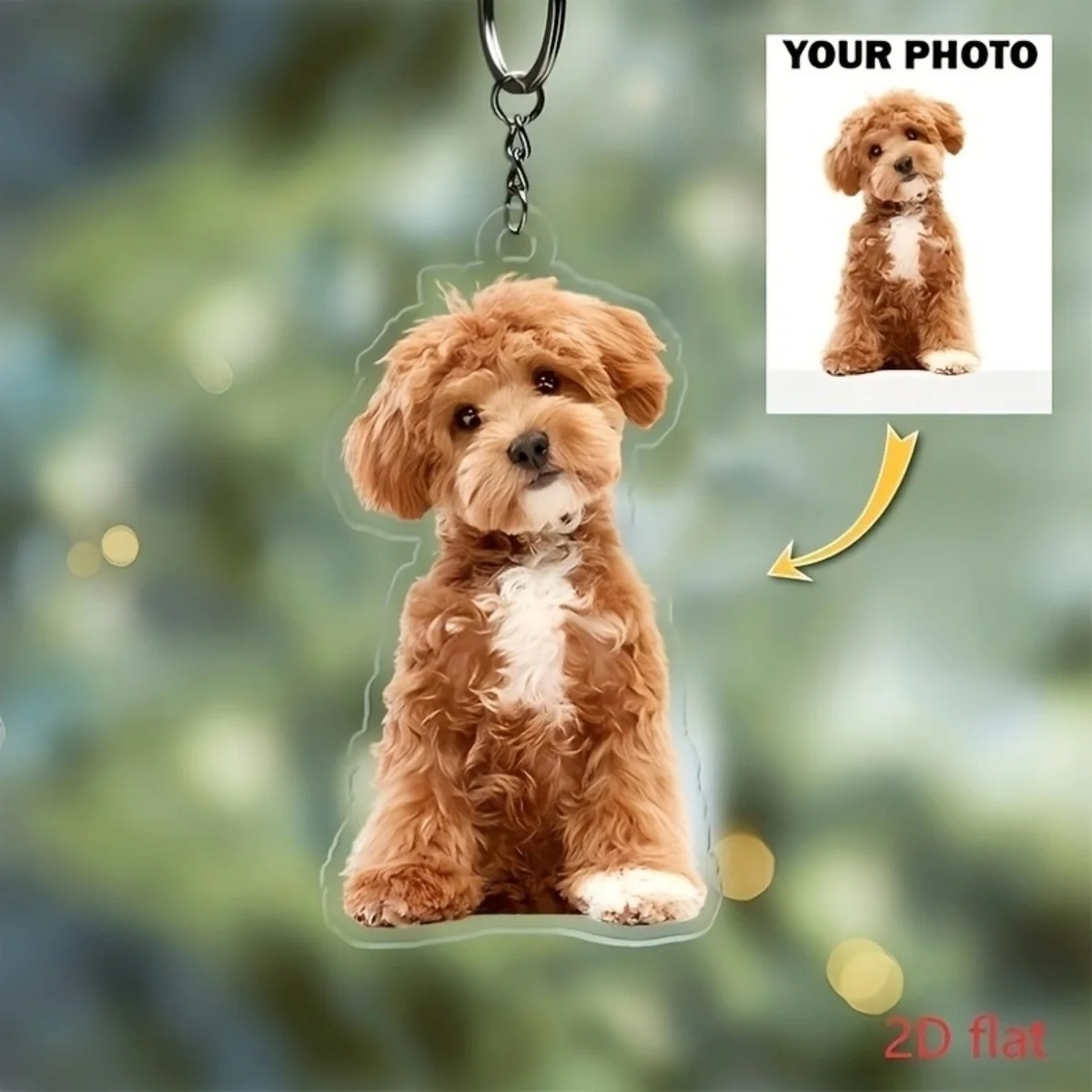 Porte-clés photo personnalisé – Porte-clés en acrylique personnalisé, portrait d'animal double face ; Cadeau idéal pour les amoureux des animaux et les couples