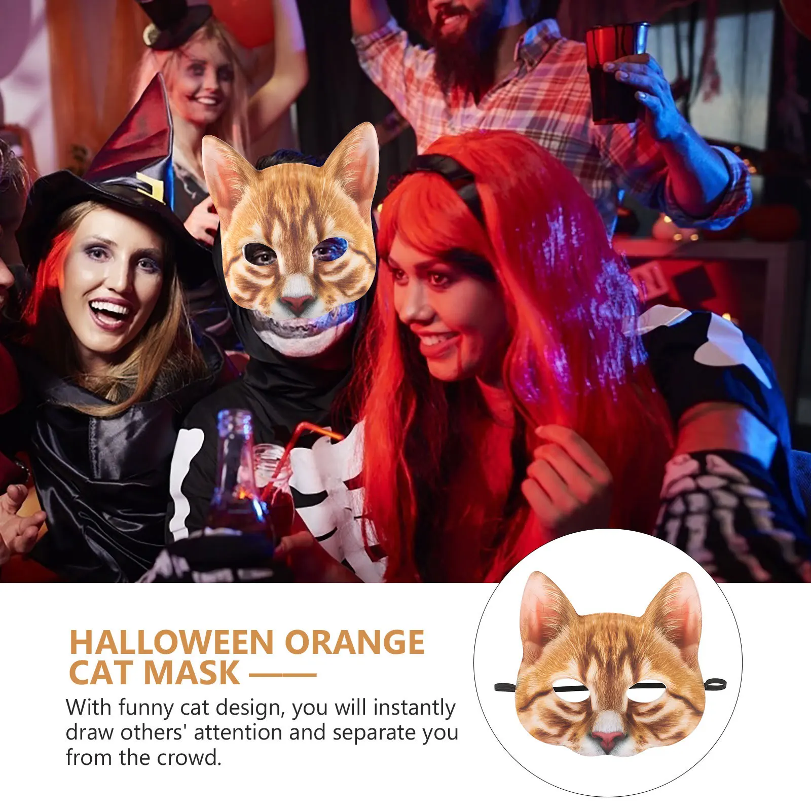 

1pc Cat Mask Half Eyes Orange Fabric Eva Funny Unisex Masquerade Carnival Halloween Costume Cosplay Face Accessory