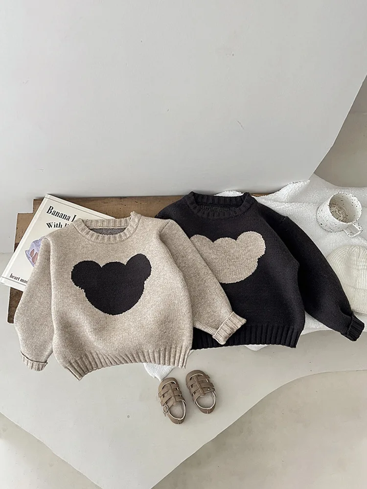 

Autumn New Baby Long Sleeve Knit Sweater Infant Boy Cute Cartoon Sweater Toddler Girl Bear Knitted Tops Kids Clothes