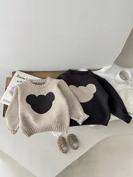 2026 Autumn New Baby Long Sleeve Knit Sweater Infant Boy Cute Cartoon Sweater Toddler Girl Bear Knitted Tops Kids Clothes