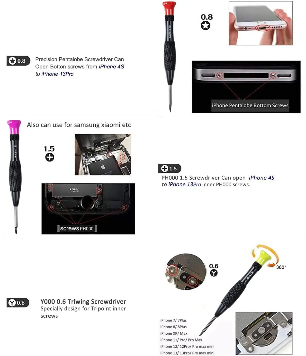 Opening Pry Tool Screwdriver Set Multiple Functions Repair Tool Kit for Repairing iPhone iPad Laptop Phone Repair Tool Sets