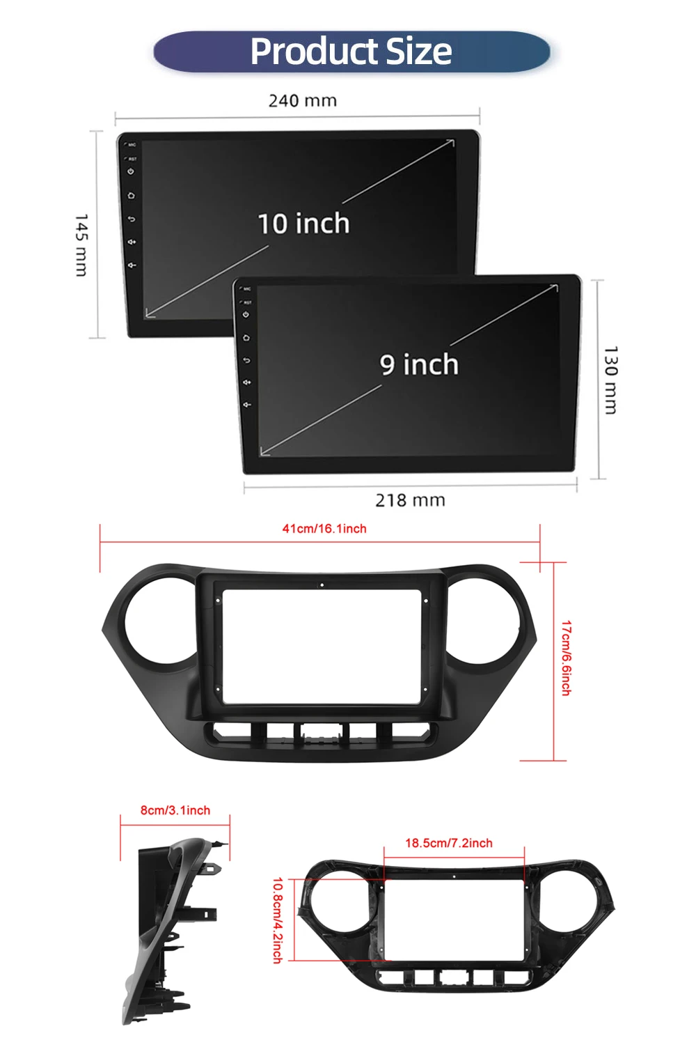 Podofo Android Car Multimidia Player For Hyundai I10 2014-2017 Auto Radio GPS Navigation Carplay Touch Screen NO 2DIN DVD
