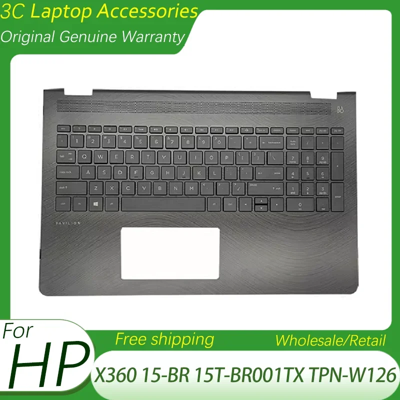 

Original New US Keyboard for HP X360 15-BR 15T-BR001TX TPN-W126 Laptop Palmrest Upper Cover Top Lid Housing Case Replacement