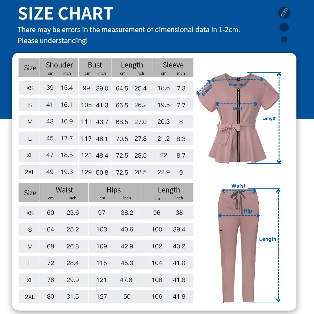 Plug Size Beautician Tops+pants v Neck Solid Color Women Medical Uniform Short Sleeved Spa Uniform Nurse Clothes Doctor Workwear