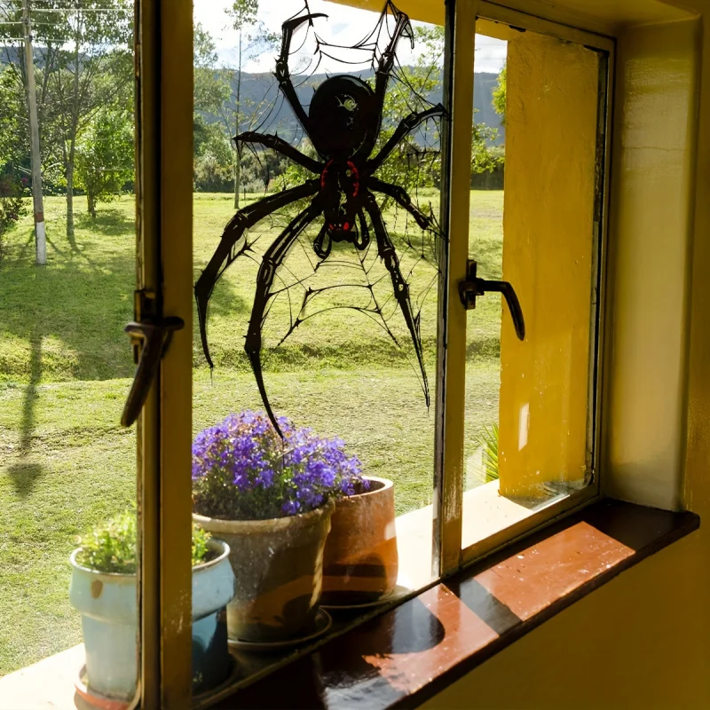Halloween Spider Wall Stickers Spooky Vibe Self-Adhesive PVC for Bedroom Living Room Fridge Bath Window Decorations