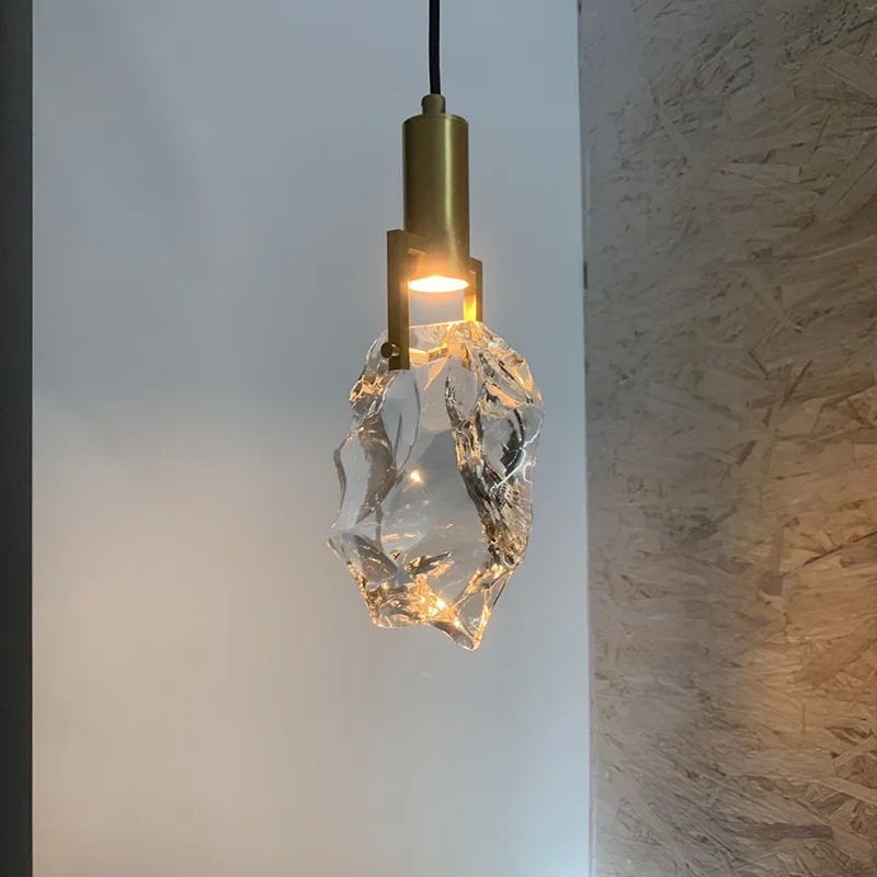 SANDYHA Modern Crystal Chandelier LED Pendant Light Minimalist Hanging Lamps for Bedroom Living Room Home Decoration Elegant