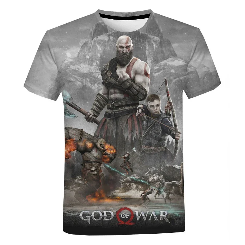 إله الحرب للرجال تي شيرت مطبوع ، ملابس الشارع غير رسمية كبيرة الحجم ، توب harghargot ، طباعة ثلاثية الأبعاد ، شخصية ، لعبة ساخنة ، موضة #2