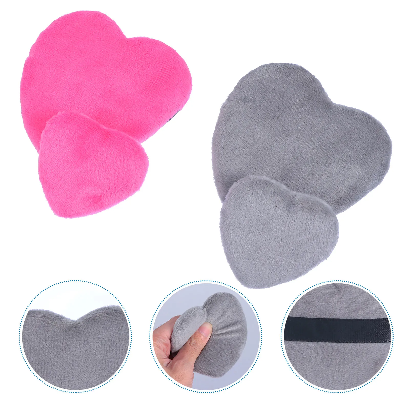 4Pcs Heart Design Cotton Facial Powder Puff with Back Strap for Easy Handling Storage Smooth Full Face Corner Detailing