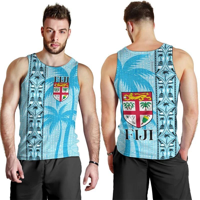 Harajuku Summer 3D Printing Flying Fijians Tank Top Fiji Emblem Fijian Pride Graphic Gym Tank Top Men Cool Streetwear Tops Vests