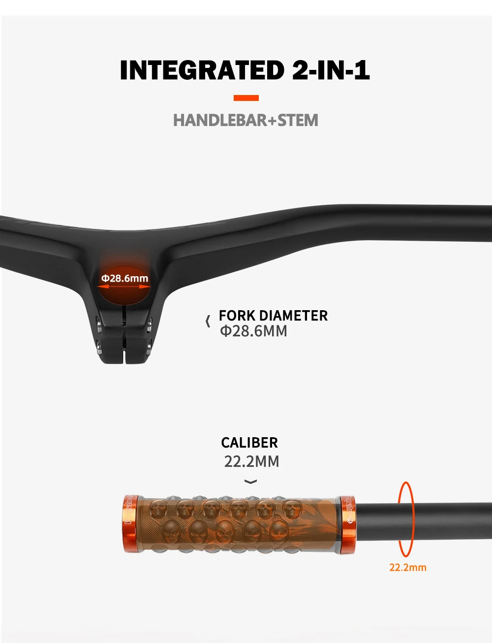 TOSEEK Mtb Handlebars And Stem 28.6mm-17Degree Carbon Integrated Handlebar For Mountain Bike 660~80070/80/90/100mm Bicycle Parts