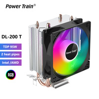 Power train CPU Cooler 2 Heat Pipes PC Radiator 3PIN Silent RGB Cooling Fan For LGA1700 1150 1155 1156 1200 AM2/AM3/AM4 AMD