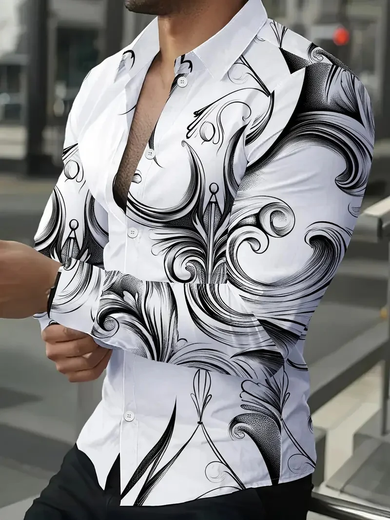 

New Men's Long Sleeve Button Shirt Royal Men's Top Casual Custom Soft Fashion Luxury Party Shirt Top