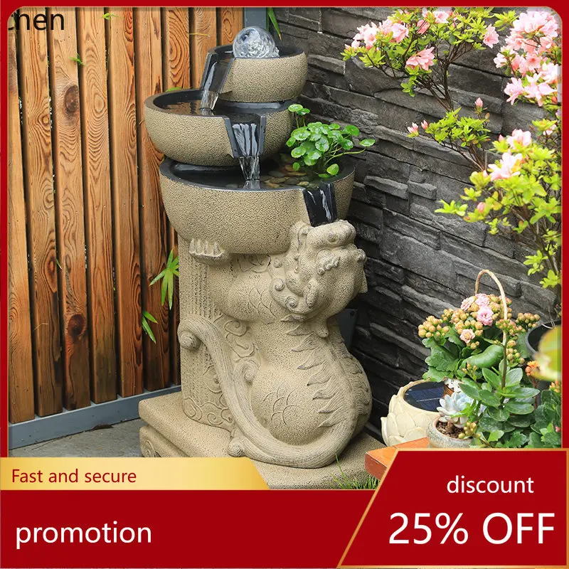 

HT Pixiu Wealth-Attracting Water Flow Ornament Fish Pond Living Room Balcony Garden Courtyard Circulating Water