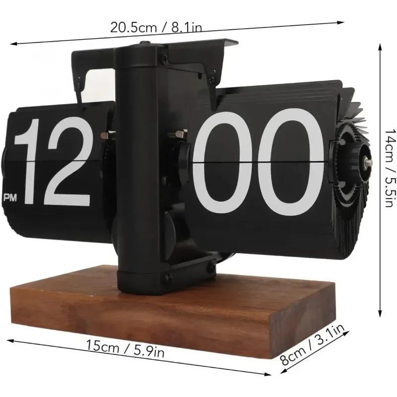 

Digital retro clock with automatic rotating tube, durable, battery powered motor, mechanical melting clock, flip table clock