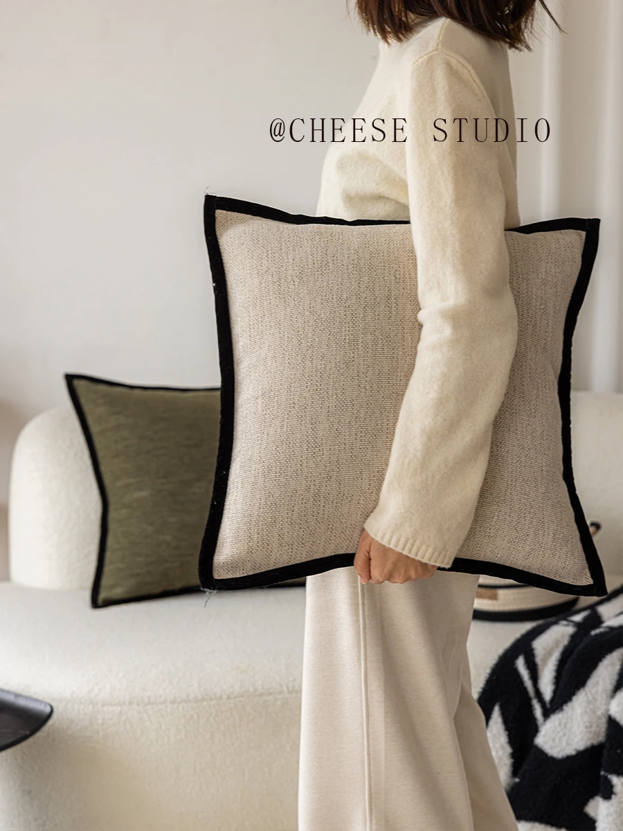 

Винтажная квадратная подушка для дивана в цвете молочного чая, ретро-стиль, американская, для гостиной, в стиле Южных морей, для дивана.