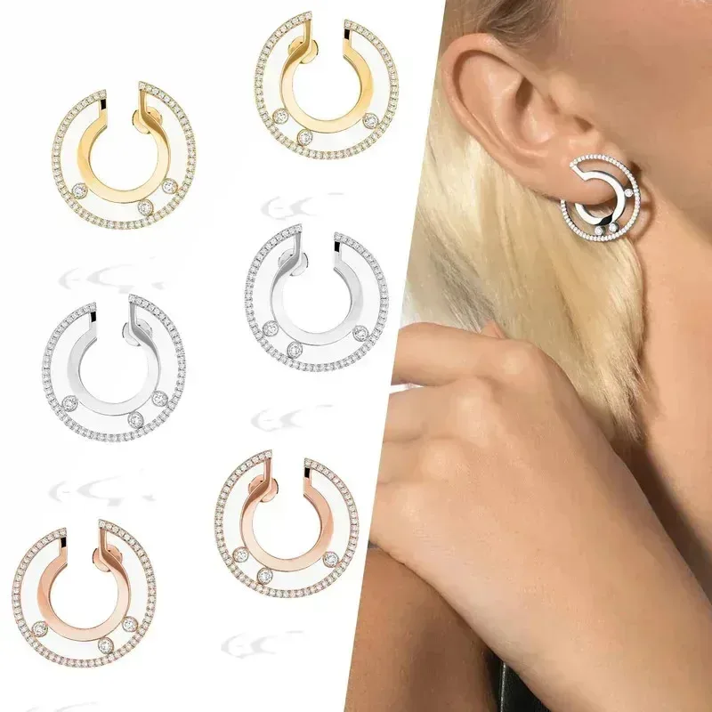 

ROBOTD S925 полая концепция трех бриллиантов, высококачественные роскошные серьги из стерлингового серебра s925 для женщин