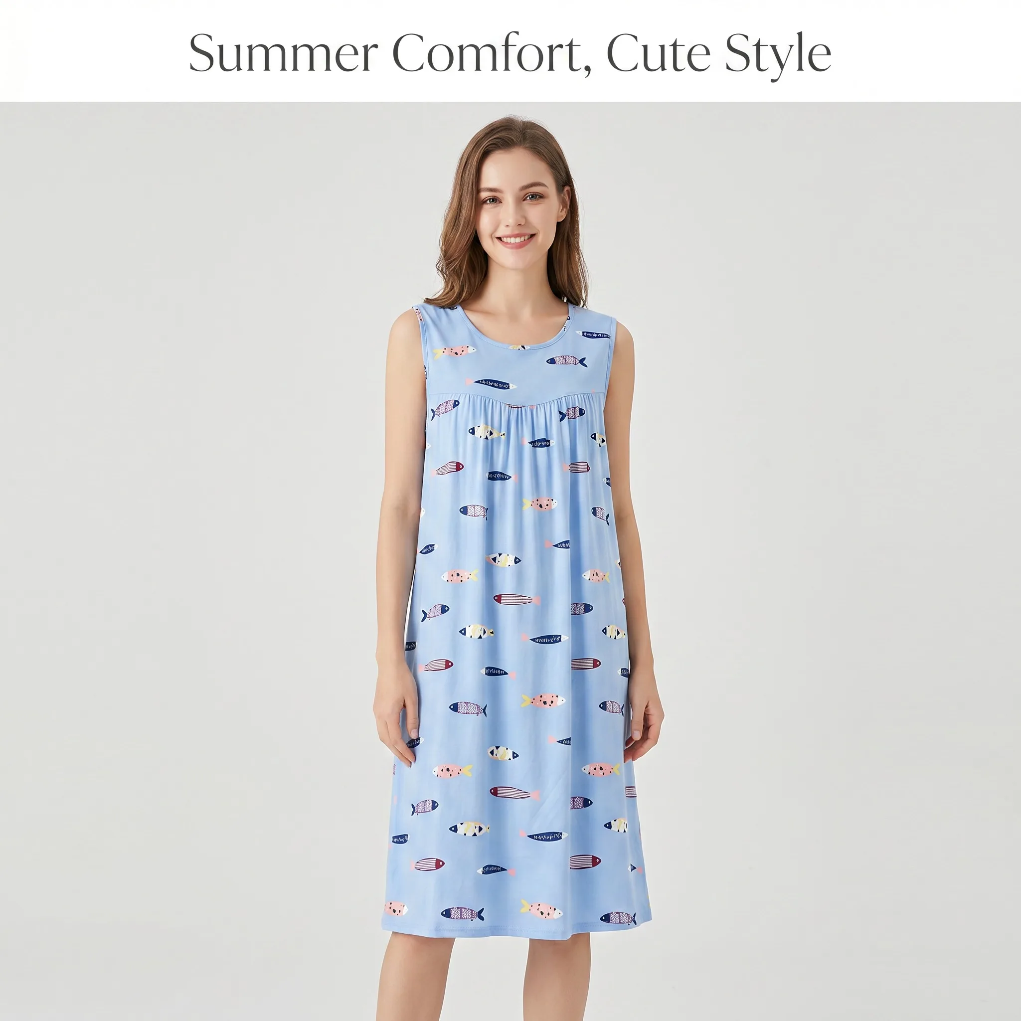 

Summer Nightgown for Middle-Aged and Elderly, Plus-Size Nightgown, Women's Thin Dress, Summer Women's Plus-Size Mom Home Wear