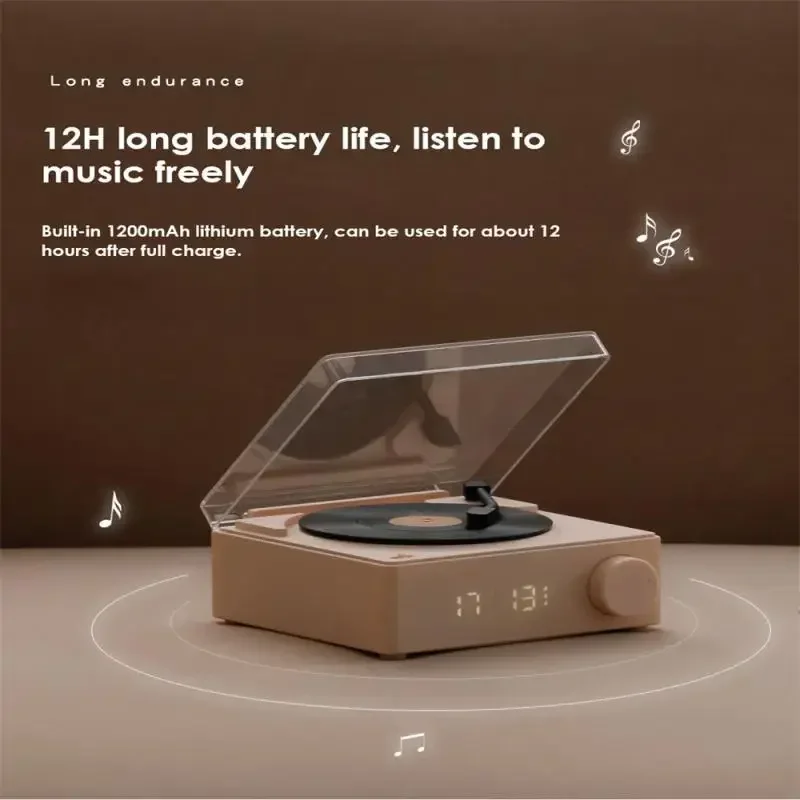 Mini Speaker Recorder, Time Machine, Bluetooth Sound System, Retro Turntable, Alarm Clock, High-definition Sound Quality Speaker