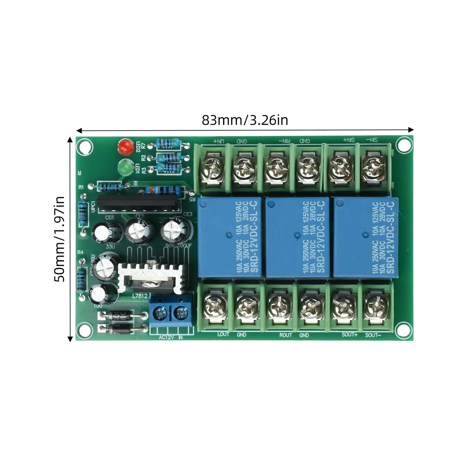2.1 Channel Speaker Protection Board 3x10A Relay 12-18V 600W Amp Protection Module DIY Subwoofer Stereo Audio Amplifier Repair