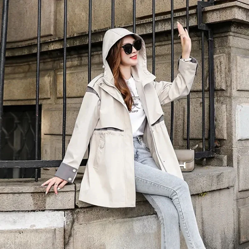 2024 New Spring Autumn Trench Coat Women Fashion Korean Fashion Loose Mid Long Ladies Appear Thin Windbreaker Female Outerwear