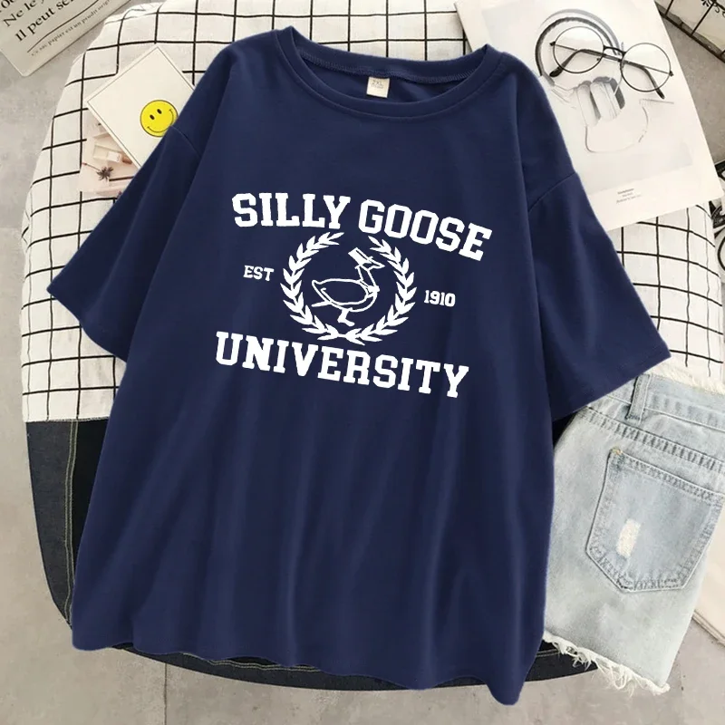 Casual Tshirt Summer Breathable Clothing Fashion Cool Tshirt Silly Goose Est 1910 University Print Womens T Shirts Creativity image 3