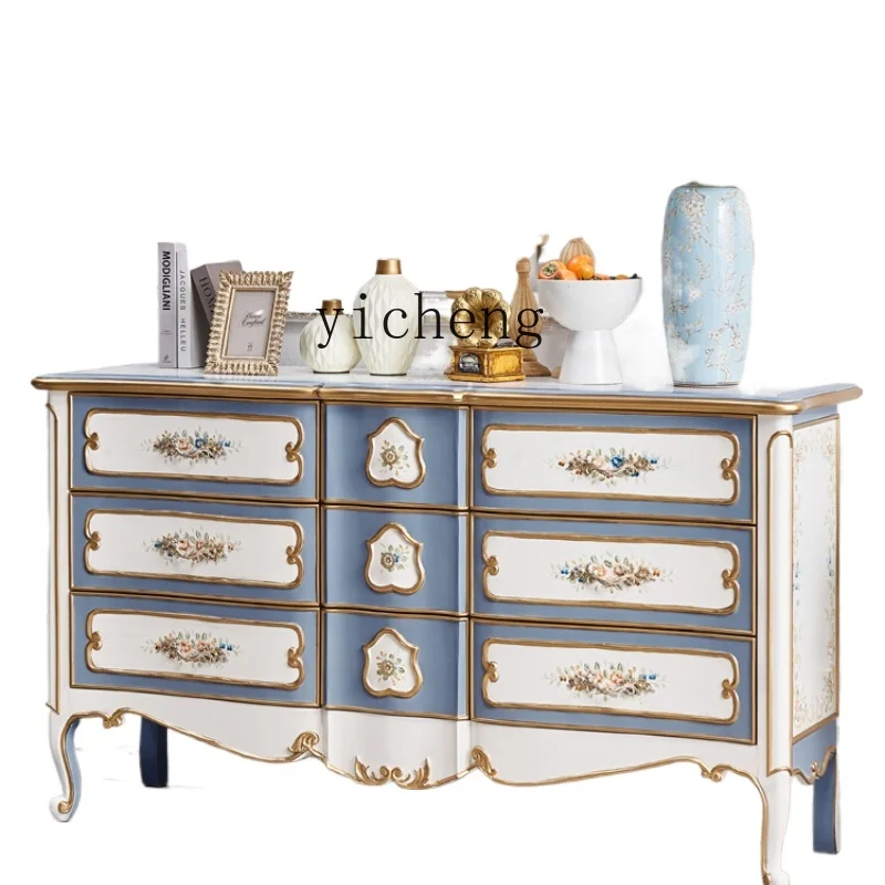 ZK bedroom TV cabinet bedside locker French light luxury painted master bedroom solid wood storage cabinet