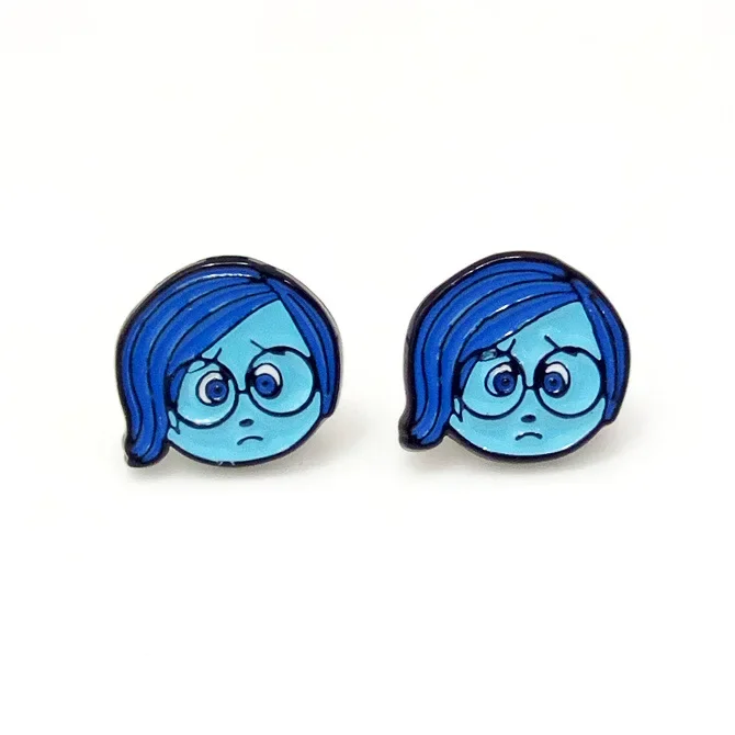 Disney Inside Out 2 Earrings New Anime Figures Sadness Ear Studs for Women Fashion Jewelry Accessories Girls Birthday Gifts