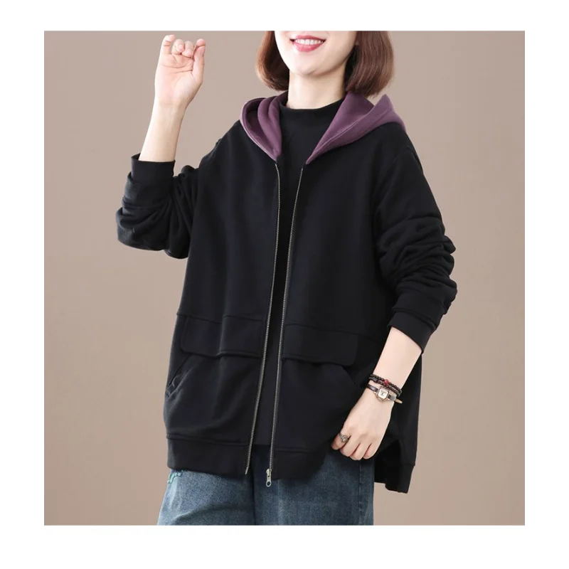 

Женская толстовка с капюшоном, весна-осень 2021, новый корейский стиль, свободная универсальная простая удобная свободная куртка-кардиган