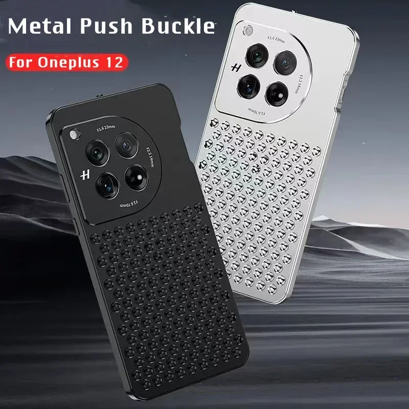 Luxury Heat Dissipation Aluminum Alloy Phone Cover For Oneplus 12 Case Metal Aromatherapy Cooling Holes For Coque Oneplus 12