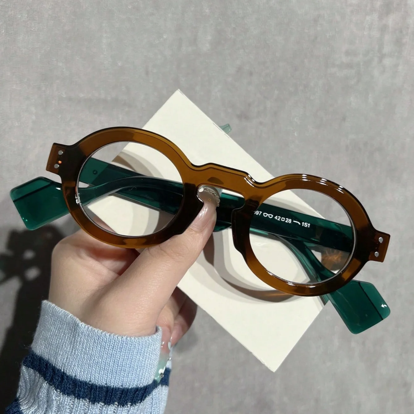 1Pc Unisex Plain Gläser Neue Retro Runde Rahmen Punk Stil Persönlichkeit Mode Lässig Vielseitig Keine-Make-Up Abnehmen Ultra- klar An