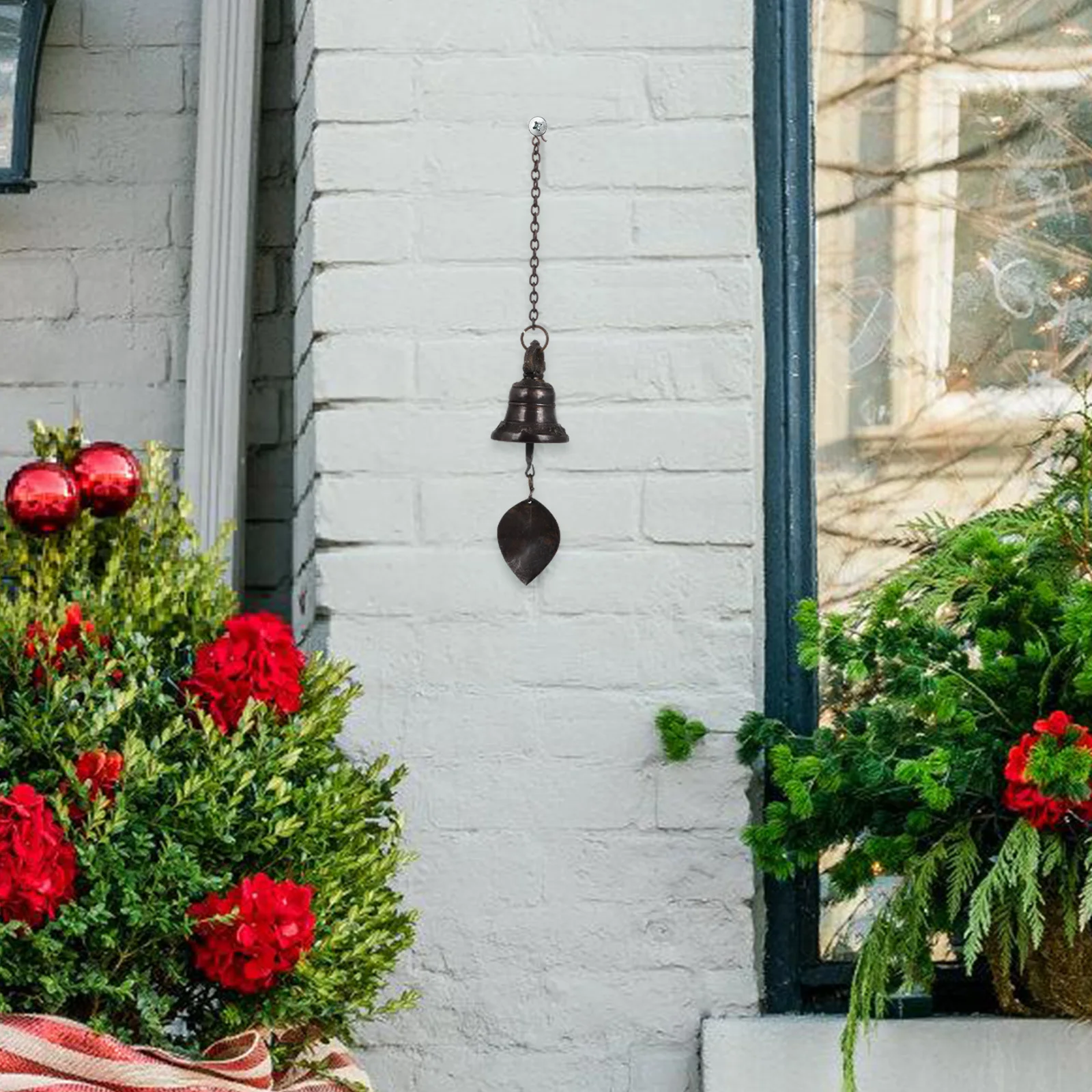 

Металлический винтажный подвесной колокольчик в виде листьев, отделка ручной работы, колокольчик, фэн-шуй, декор окна на удачу, колокольчик фэн-шуй