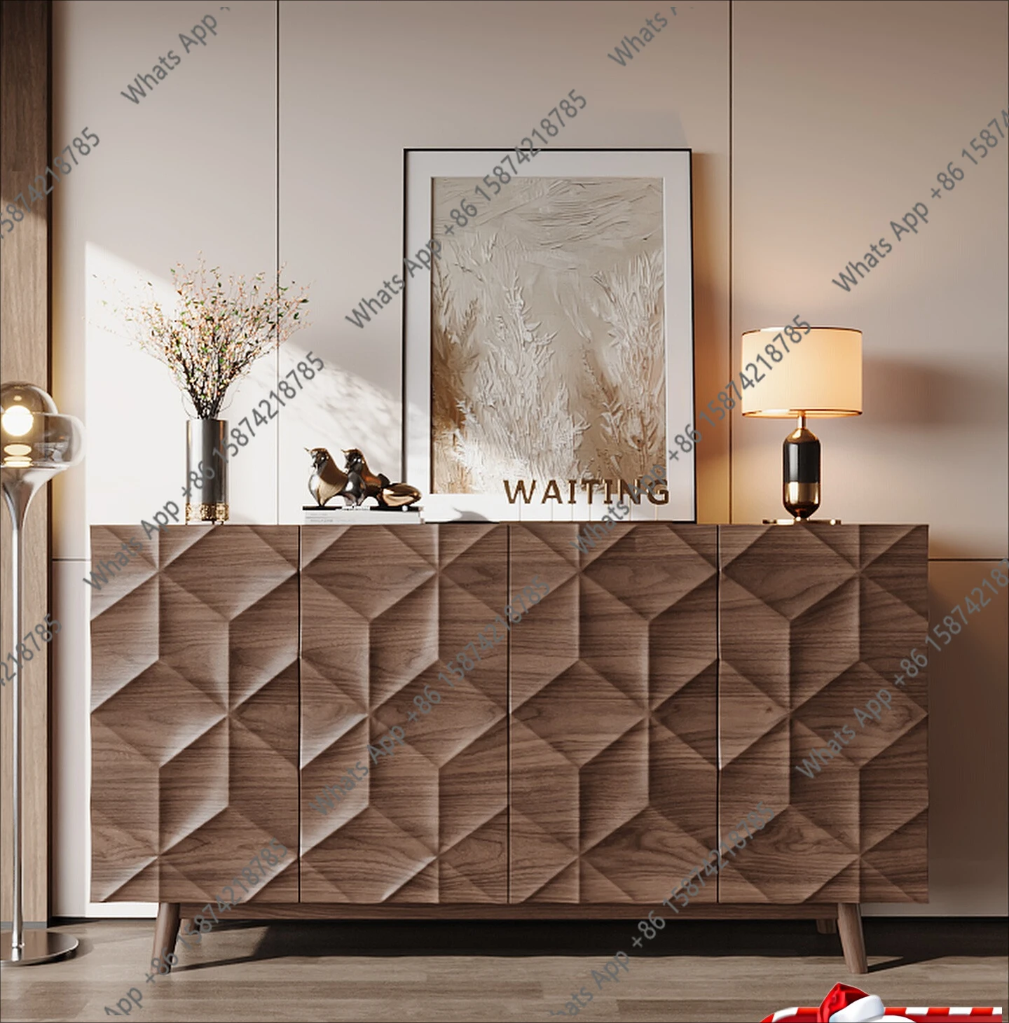 

All solid wood sideboard, vintage walnut partition cabinet, retro new Chinese villa living room storage entryway