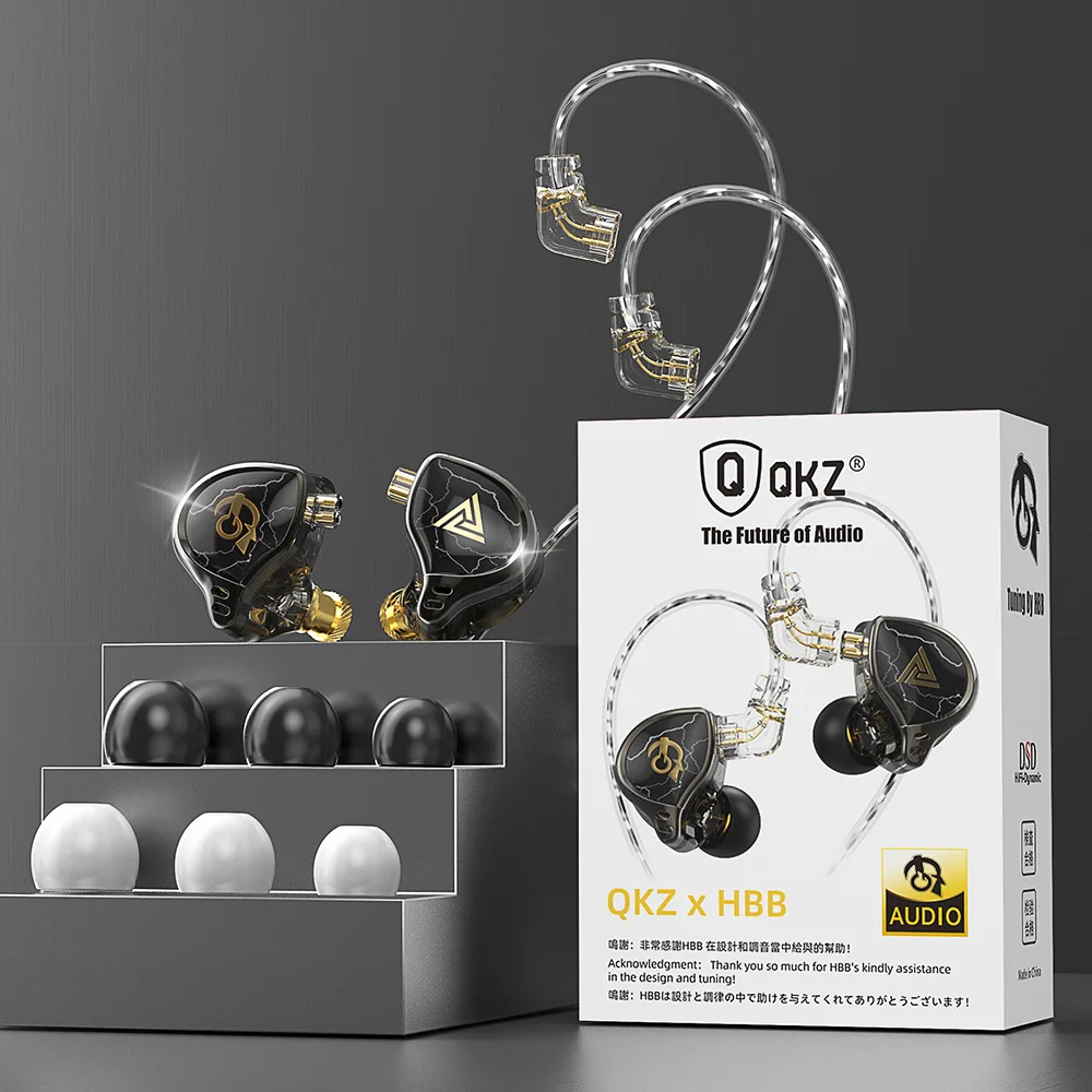 New QKZx HBB in-ear earphones, universal for wire control with microphone HIFI music games, joint flagship earphones