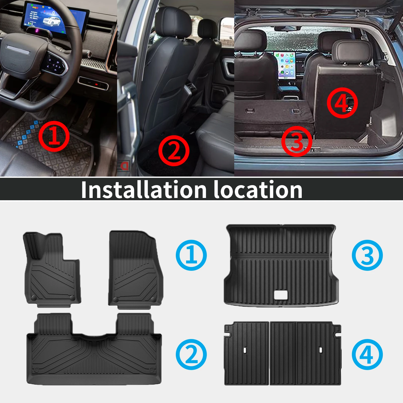for Xpeng G6 2023 2024 2025 2026 Dustproof Easy Clean Car Floor Mats TPE Material Non-Slip Interior Parts Accessories