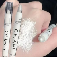 Lápiz resaltador de gusano de seda con purpurina, lápiz iluminador nacarado, maquillaje de ojos, resistente al agua, de larga duración, blanco y plateado