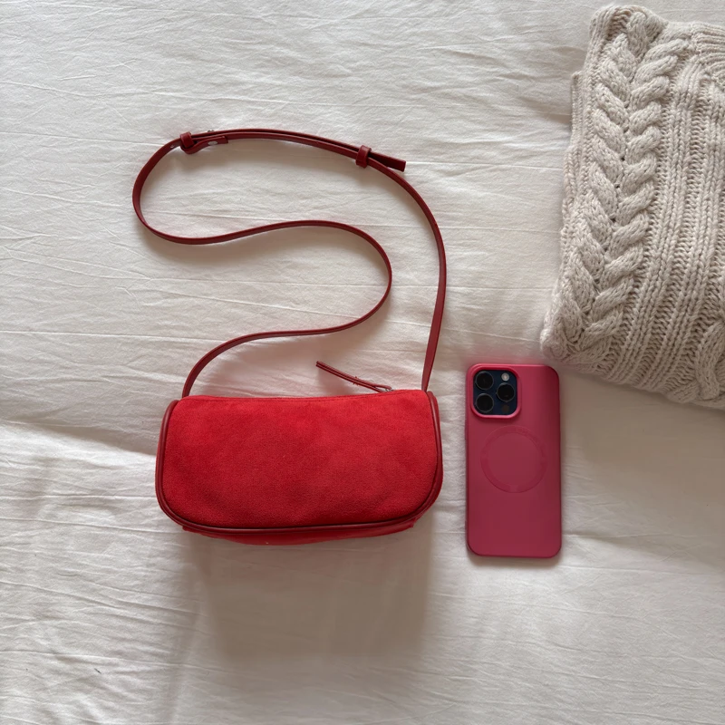 Large Capacity Hasp Sewing Thread Faux Suede Shoulder Bags for Women 2025 New High Quality Commute Design Crossbody Bags