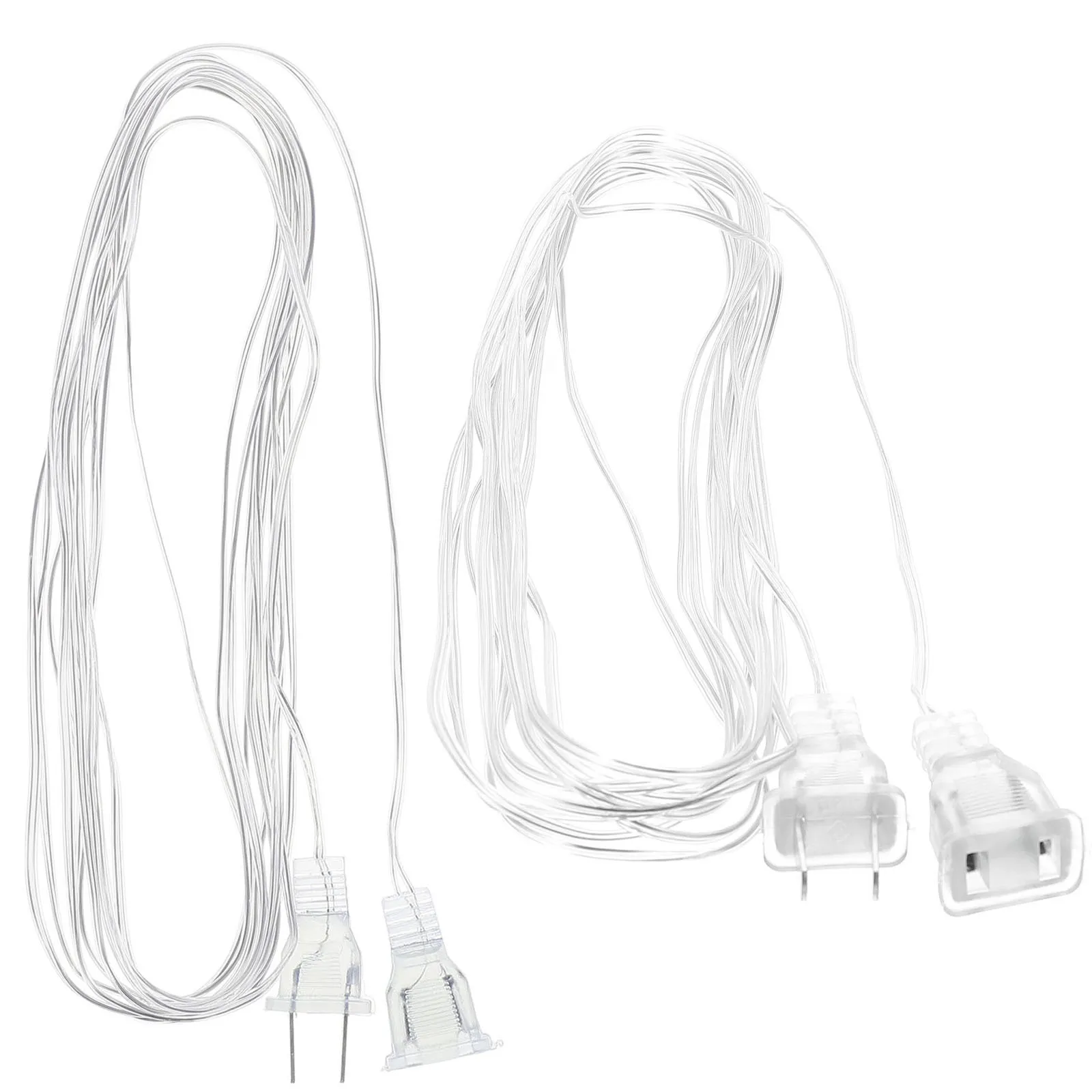 

2 Pcs Extension Cords Indoor Outdoor Clear Chord Extender PVC Discreet for Light