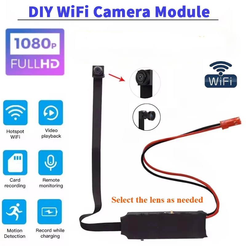 Módulo de Mini Cámara IP WIFI DIY, Videograbadora DV 1080P, Mini Cámara de Seguridad para el Hogar, Cámaras P2P con Control Remoto, Oculta, con Ranura para Tarjeta TF